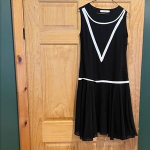 Black Sleeveless V-Neck Trim Dress by Sandro